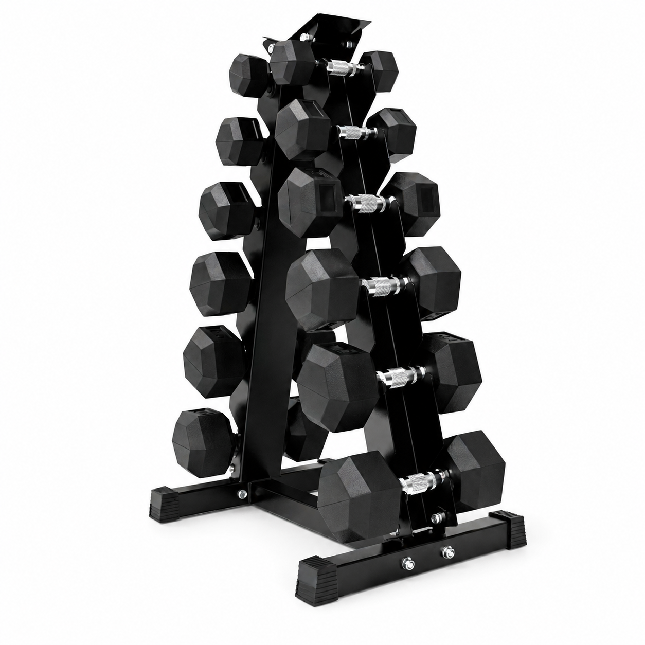 Kit Mancuernas Hexagonales 105kg con Rack | Set Completo