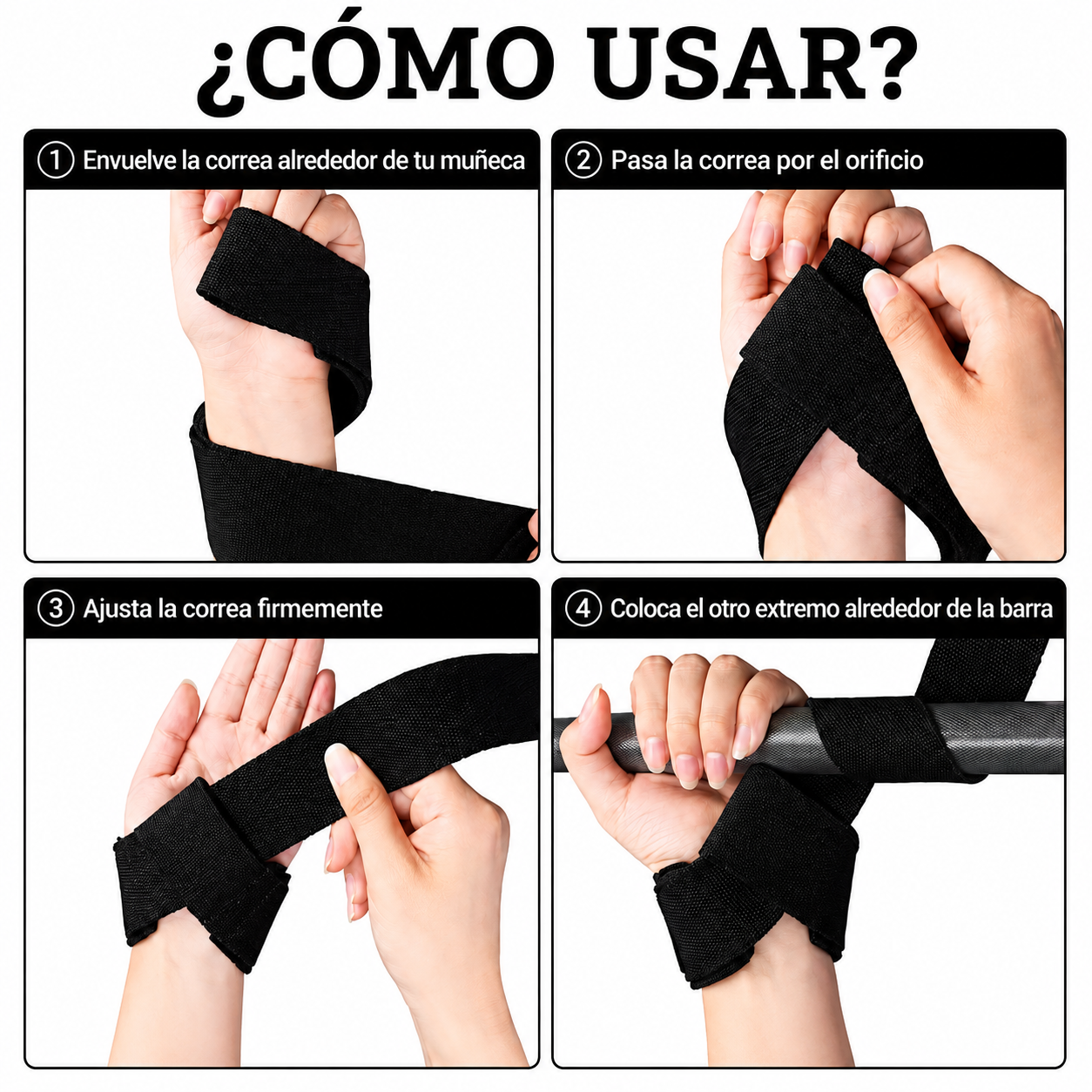 Straps para Levantamiento (Par) Negro, Rojo y Rosado | Accesorio Gym para Fuerza