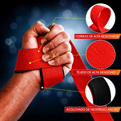 Straps para Levantamiento (Par) Negro, Rojo y Rosado | Accesorio Gym para Fuerza