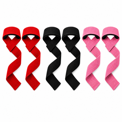 Straps para Levantamiento (Par) Negro, Rojo y Rosado | Accesorio Gym para Fuerza