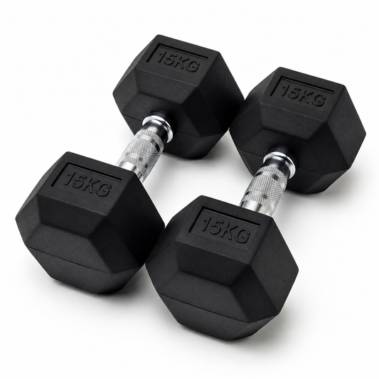Mancuernas Hexagonales 15kg (Par) | Pesas Profesionales