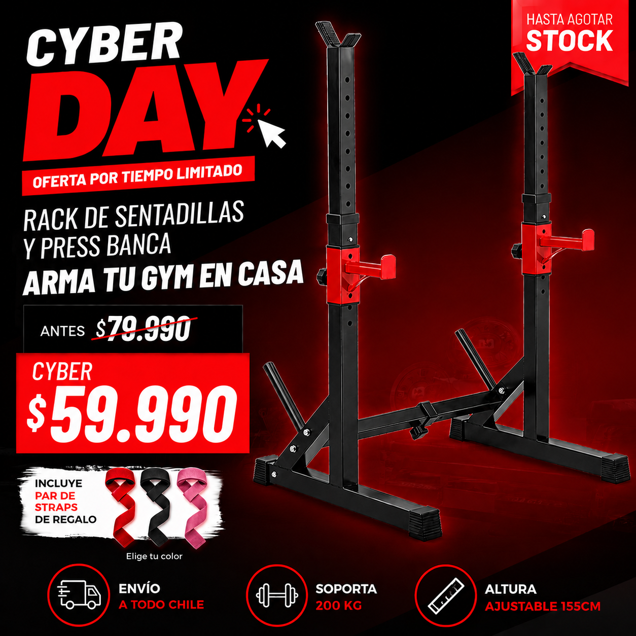 Rack Ajustable para Sentadilla y Press Banca | Soporta 200kg