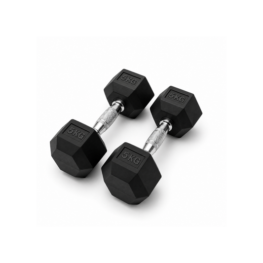 Mancuernas Hexagonales 5kg (Par) | Pesas para Entrenamiento en Casa