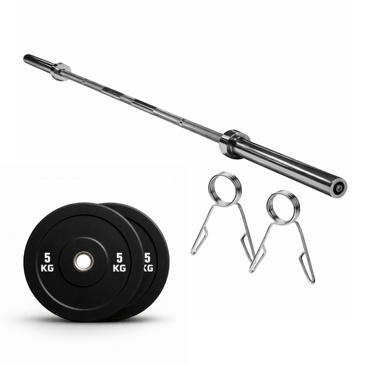 Kit Barra Olímpica 20kg + Discos Bumper 10kg | Pesas Olímpicas
