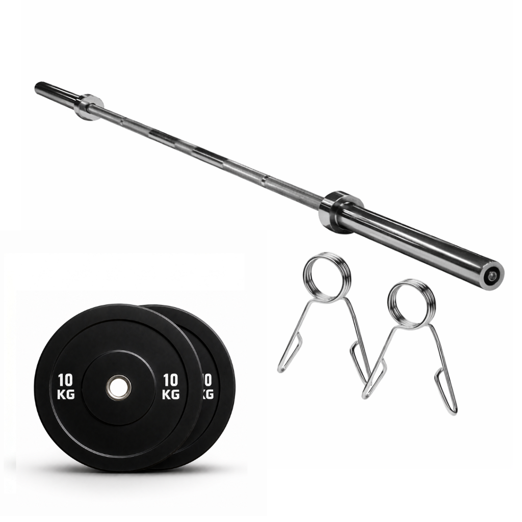 Kit Barra Olímpica 20kg + Discos Bumper 20kg | Pesas Olímpicas 50mm