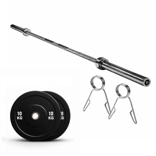Kit Barra Olímpica 20kg + Discos Bumper 20kg | Pesas Olímpicas 50mm